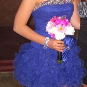 Sherri Hill purple short prom dress
